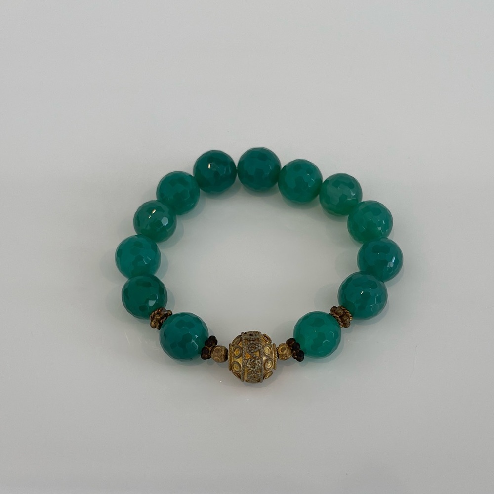 GREEN BEEDED ELASTIC BRACELET